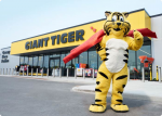 Friendly, the Giant Tiger, gives a thumbs up outside of the Giant Tiger store located at 2480 Walkley Road, Ottawa, Ont. 