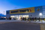 Customers line up outside in front of the Giant Tiger Camrose, Alta. store early in the morning. 