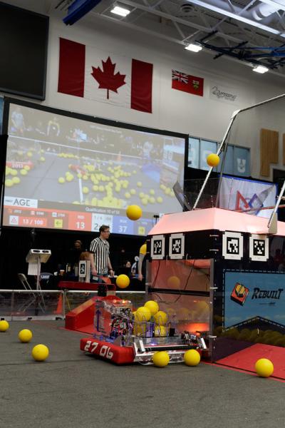 Our robot shooting and scoring a stream of balls
